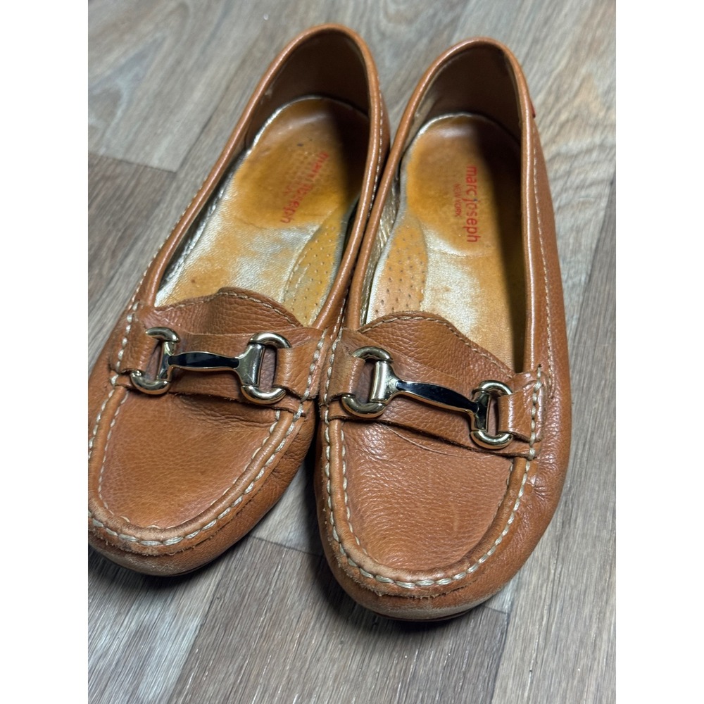 Marc Joseph New York Grand Street buckle loafers Women Tan Pebbled Leather 7.5 - Picture 10 of 10